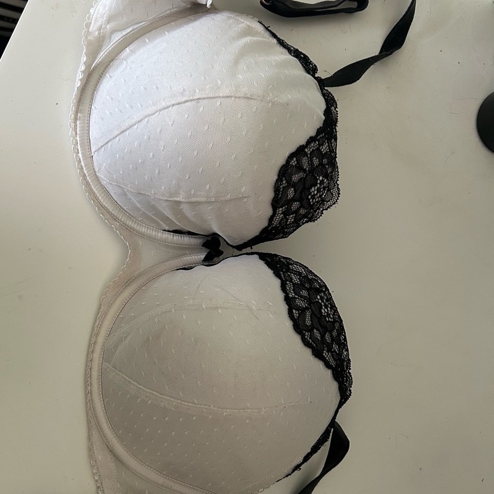 Elegant White and Black Lace Bra